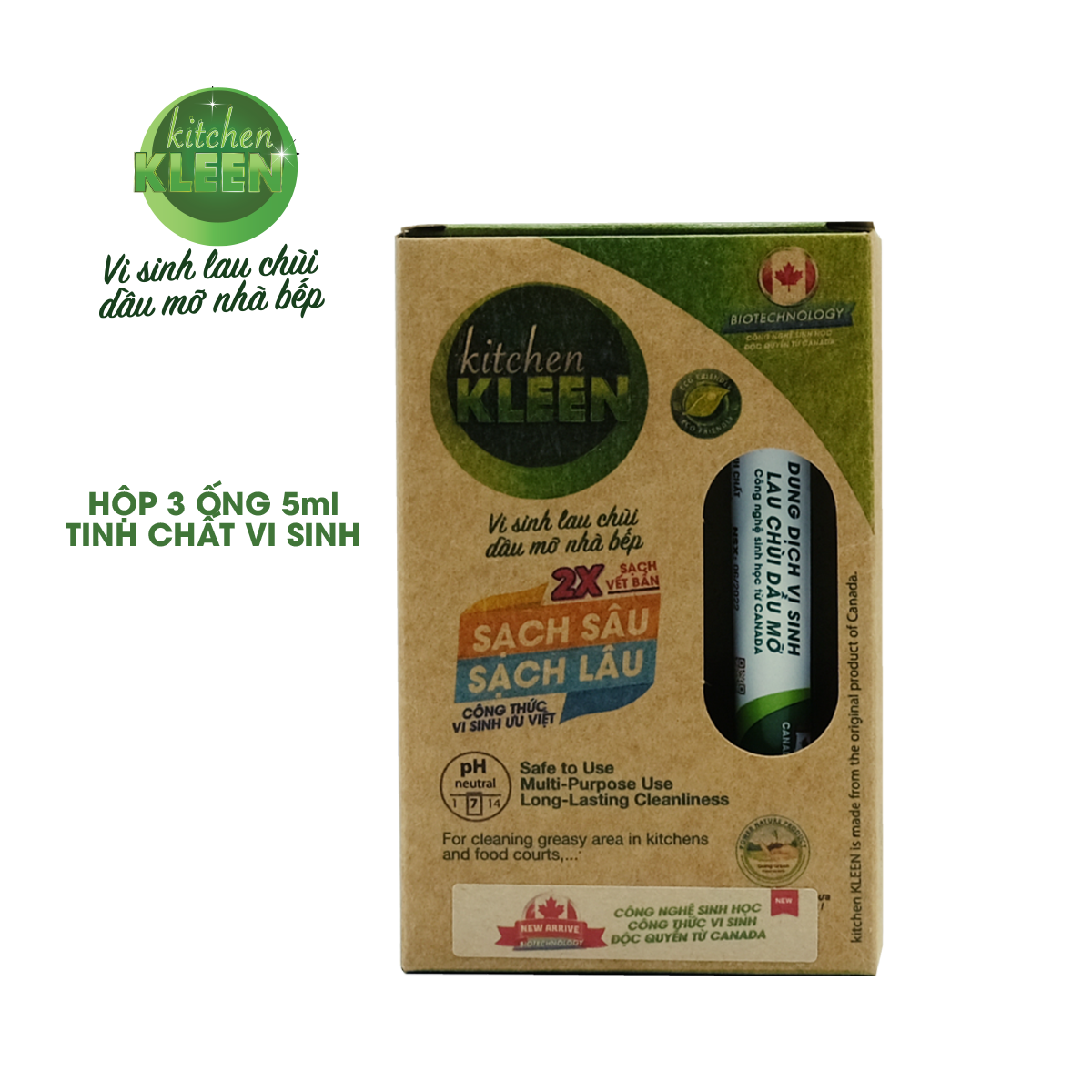 Lau bếp sinh học kitchen KLEEN hộp 3 ống 5ml